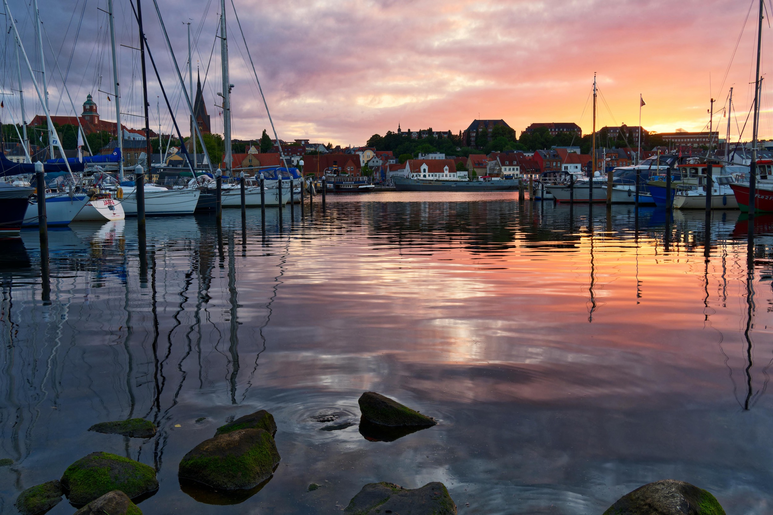 flensburg hafen ansicht abends